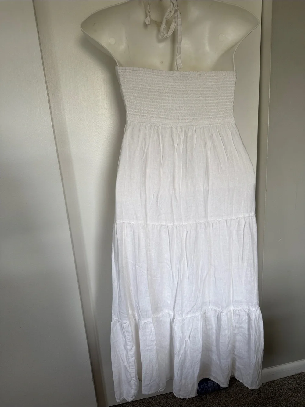 Abercrombie & Fitch White Strapless Halter Maxi Dress Petite Large